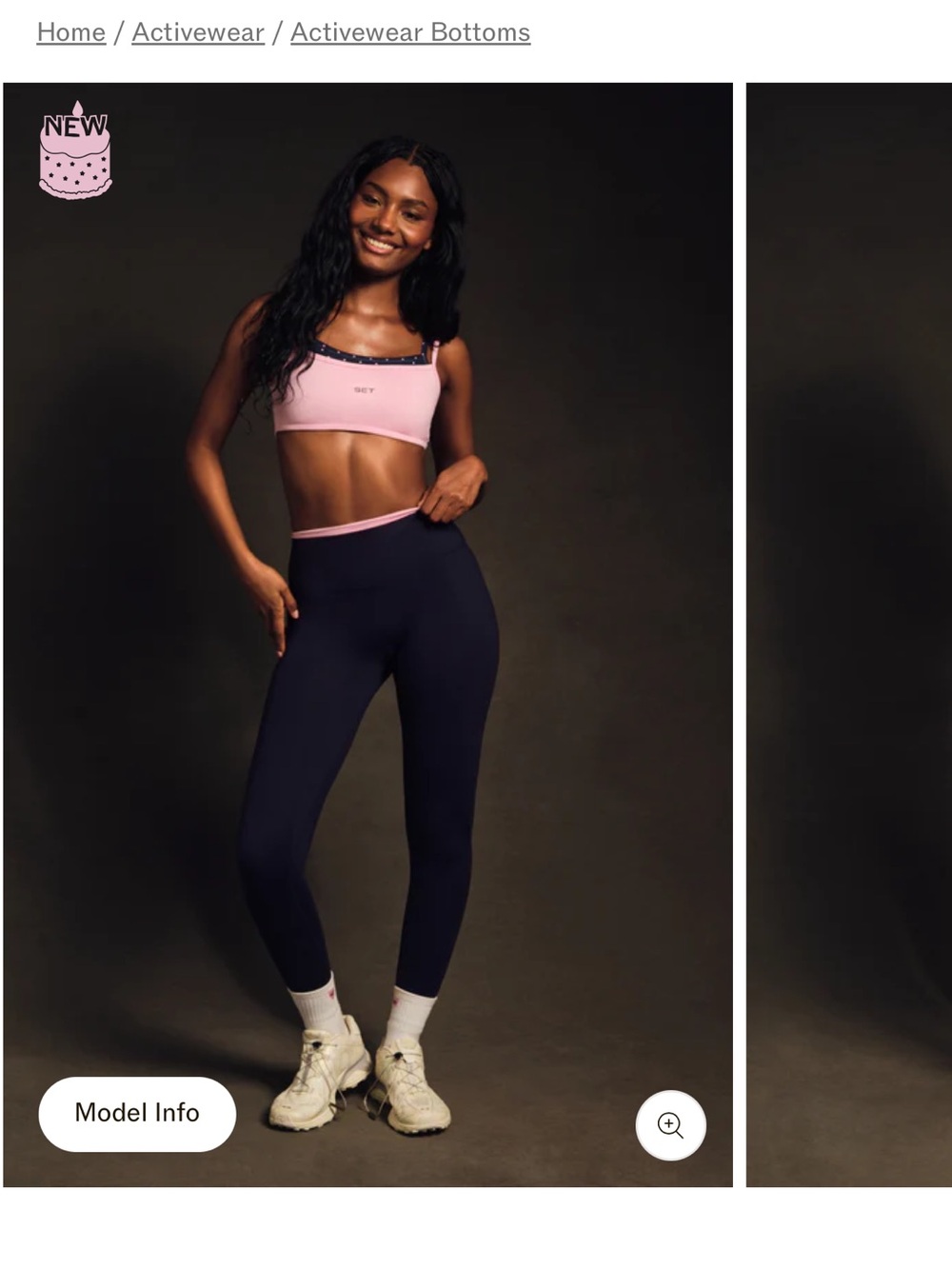 Set Active Pink & Navy blue Polka Dot Sports Bra and Leggings Set